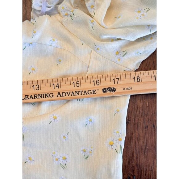 Princess Polly Alison Yellow Floral Crop Corset Top Sz 12 US EUC Puff Sleeves - Picture 6 of 9